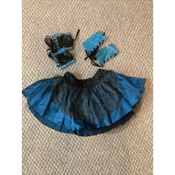 Lace/Satin Size Small Skirt Black/Teal Arm Bands, And Wrist Bands. New - Picture 2 of 4